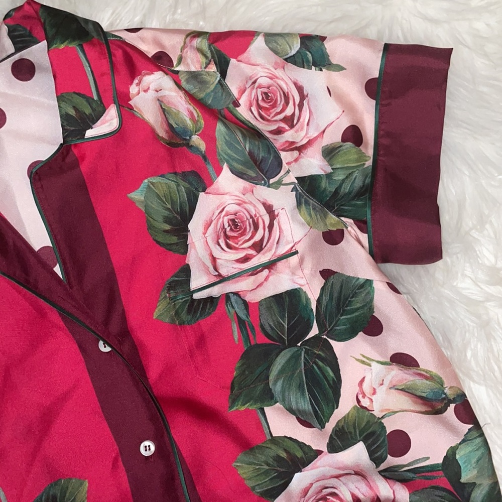 DOLCE & GABBANA Rose-print Top In Pink - Picture 5 of 8